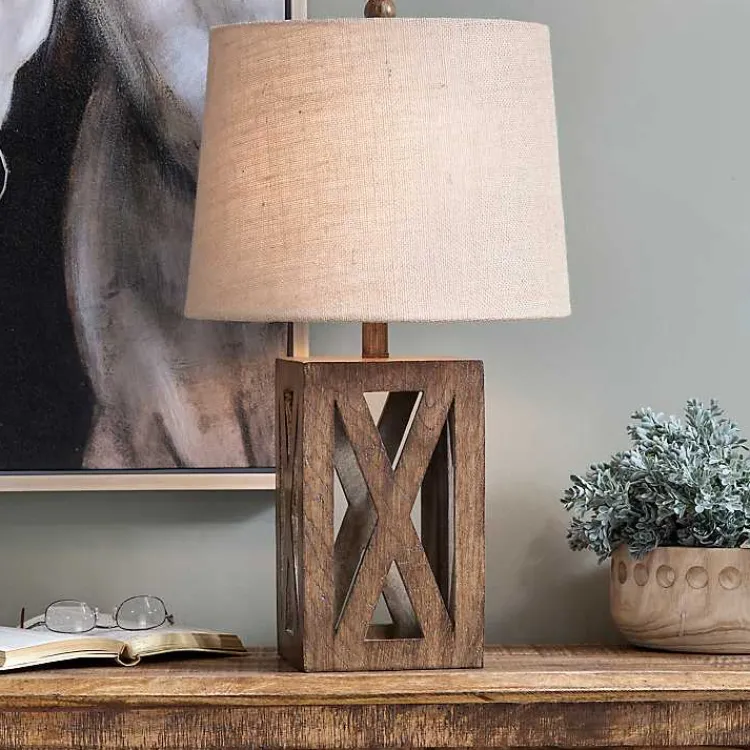 Kirklands Home Table Lamps|Open Block Table Lamp Tan