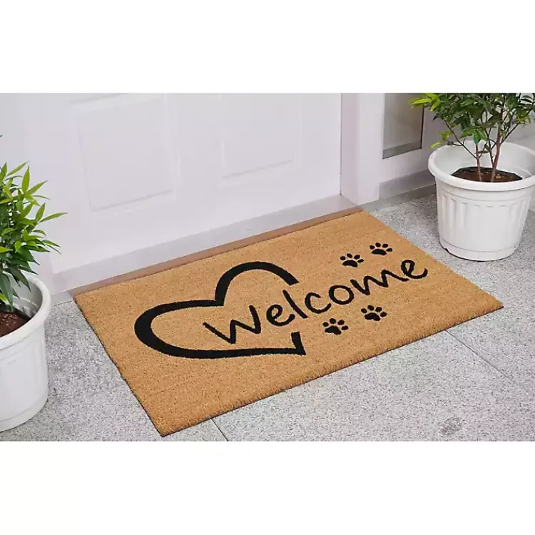 Kirklands Home Doormats|Open Heart Welcome Paws Doormat