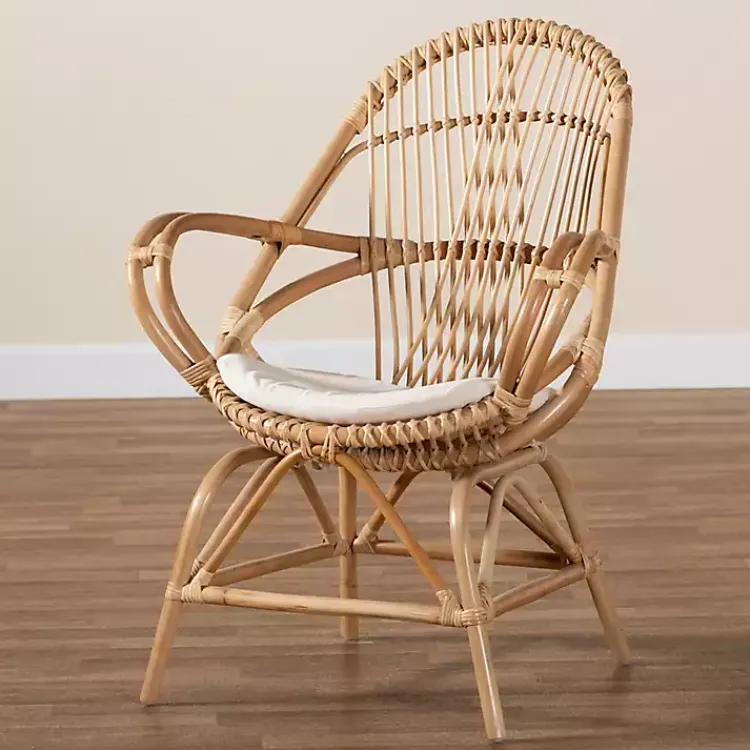 Kirklands Home Accent Chairs|Open Woven Rattan Accent Chair White