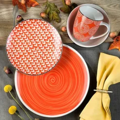 Kirklands Home Dinnerware|Opulent Stoneware 16-pc. Dinnerware Set Orange