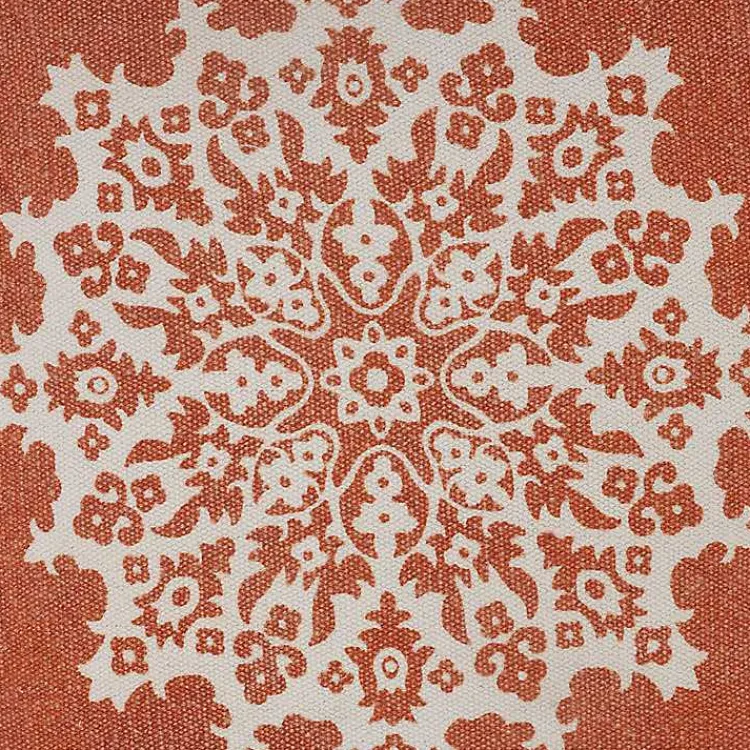 Clearance Orange and White Medallion Pillow Pillows