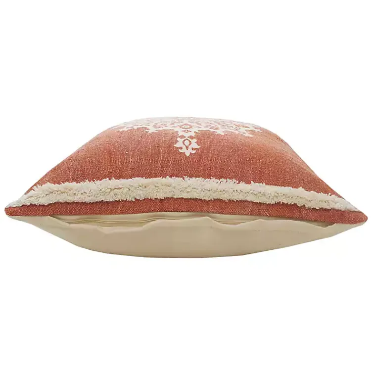 Clearance Orange and White Medallion Pillow Pillows