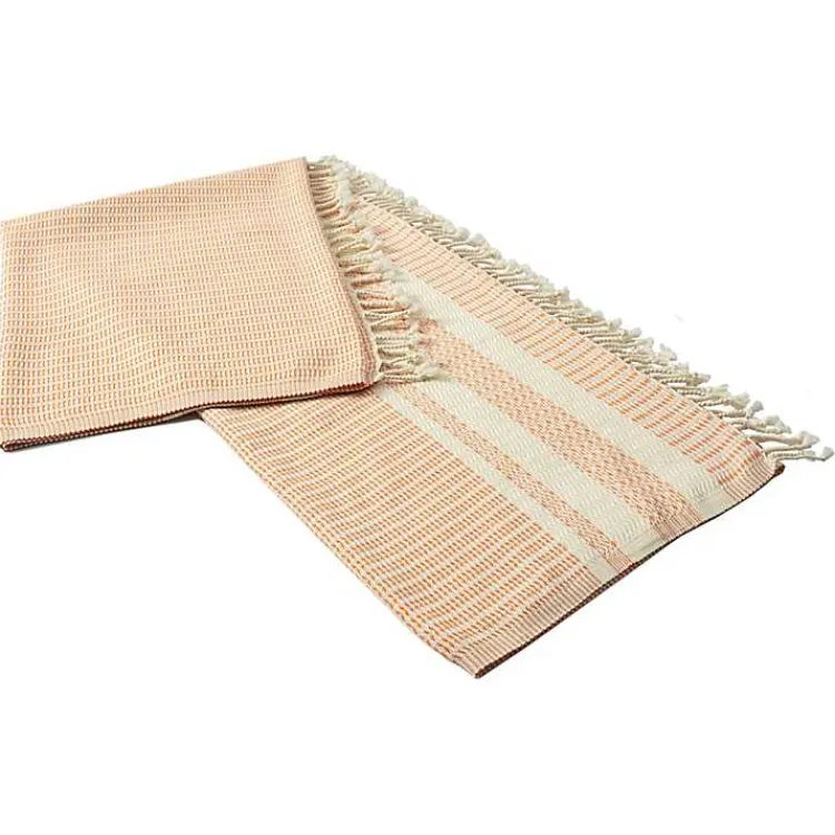 New Orange and White Stripes Cotton Throw Blankets & Throws