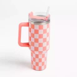Kirklands Home Glassware & Drinkware|Checkered Otto 40 oz. Insulated Tumbler Orange