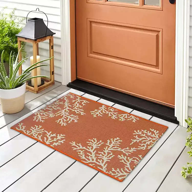 Kirklands Home Outdoor Rugs|Coral Indoor/Outdoor Rug, 2x3 Orange