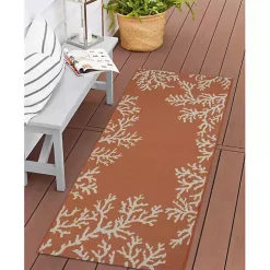 Kirklands Home Outdoor Rugs|Coral Indoor/Outdoor Runner, 1x4 Orange