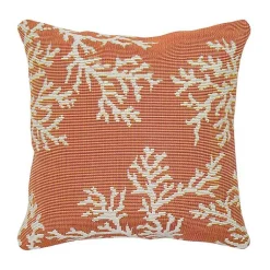 Kirklands Home Outdoor Cushions & Pillows|Orange Coral Woven Outdoor Throw Pillow