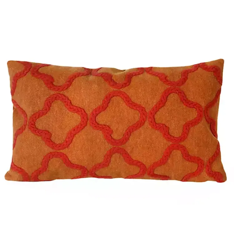 Kirklands Home Outdoor Cushions & Pillows|Crewelwork Embroidered Outdoor Pillow Orange