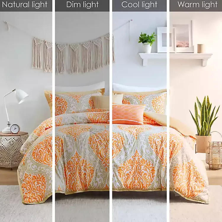 Kirklands Home Comforters|Orange Damask 4-pc. Twin/Twin XL Comforter Set