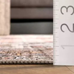 Kirklands Home Area Rugs|Orange Distressed Medallion Washable Area Rug, 3x5