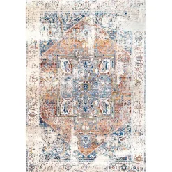 Kirklands Home Area Rugs|Orange Eli Medallion Fringe Area Rug, 5x8