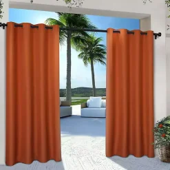 Kirklands Home Outdoor Curtains|Eliza Outdoor Curtain Panel Set, 96 in. Orange