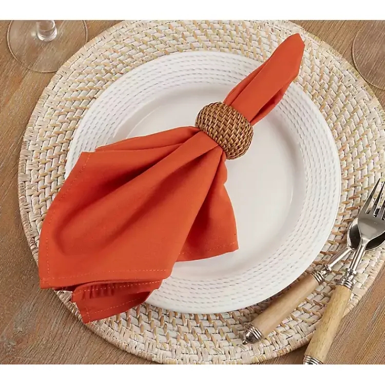 Kirklands Home Table Linens|Everyday Polyester Cloth Napkins, Set of 12 Orange