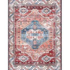 Kirklands Home Area Rugs|Orange Faded Medallion Washable Area Rug, 5x8