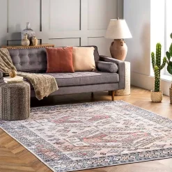 Kirklands Home Area Rugs|Global Motif Washable Area Rug, 3x5 Orange