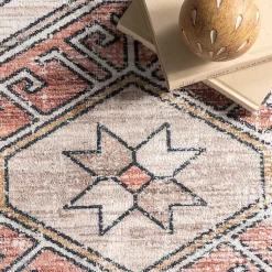 Kirklands Home Area Rugs|Global Motif Washable Area Rug, 3x5 Orange