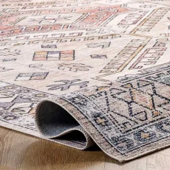 Kirklands Home Area Rugs|Orange Global Motif Washable Area Rug, 4x6