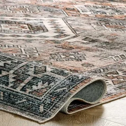 Kirklands Home Area Rugs|Orange Global Pattern Washable Area Rug, 4x6