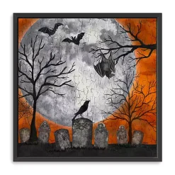 Orange Graveyard Moon Giclee Canvas Art Print Halloween