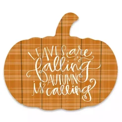 Online Leaves Falling Plaid Pumpkin Wall Plaque Fall