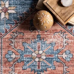Kirklands Home Accent Rugs|Orange Medallion Washable Runner