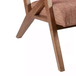 Kirklands Home Accent Chairs|Mid-Century Pecan Finish Accent Chair Orange