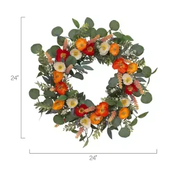 Hot Orange Mixed Spring Floral Wreath Wreaths
