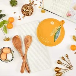 Kirklands Home Kitchen Accessories|Orange 2-pc. Kitchen Towel and Pot Holder Set