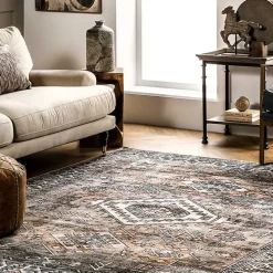 Kirklands Home Area Rugs|Orange Tribal Washable Area Rug, 8x10