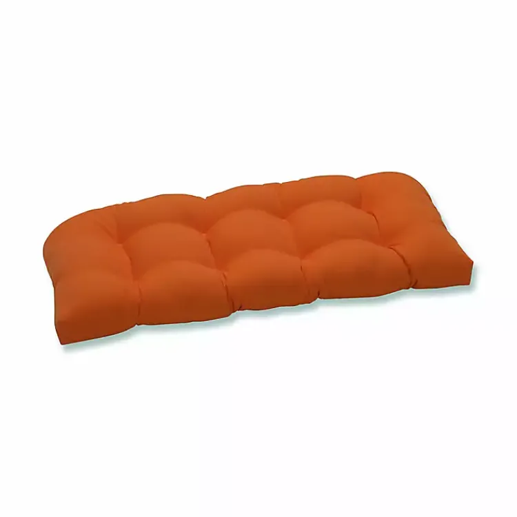 Kirklands Home Outdoor Cushions & Pillows|Tufted Outdoor Settee Cushion Orange