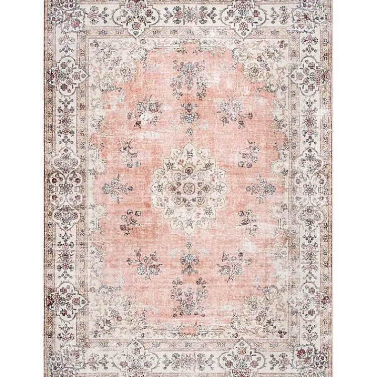 Kirklands Home Area Rugs|Vintage Floral Washable Runner Orange