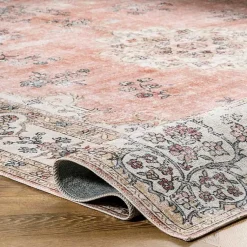 Kirklands Home Area Rugs|Vintage Floral Washable Runner Orange