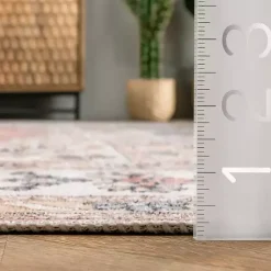 Kirklands Home Area Rugs|Vintage Floral Washable Runner Orange