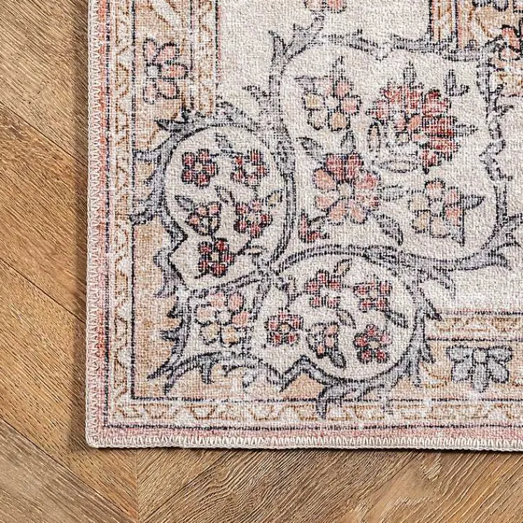 Kirklands Home Area Rugs|Orange Vintage Floral Washable Area Rug, 4x6