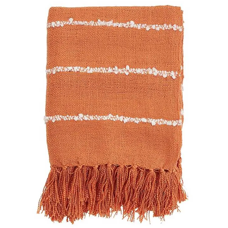 Hot White Striped Fringe Throw Blanket Blankets & Throws