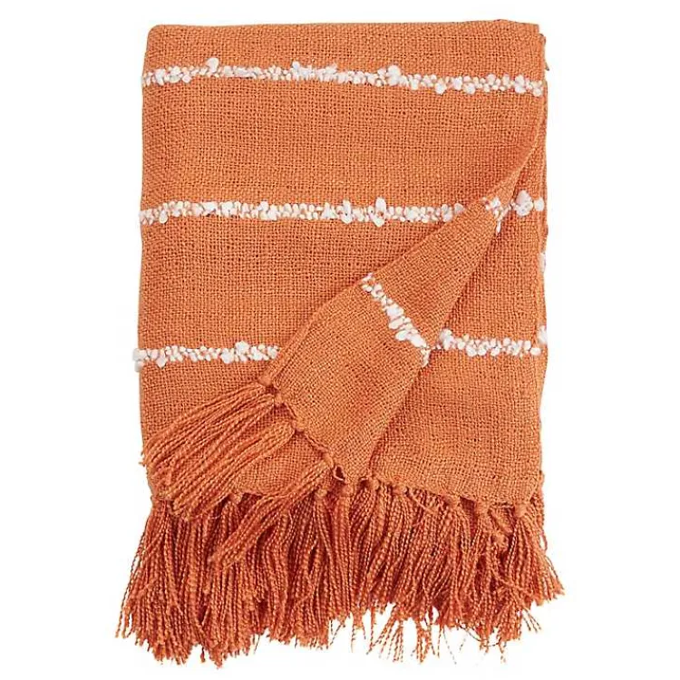 Hot White Striped Fringe Throw Blanket Blankets & Throws