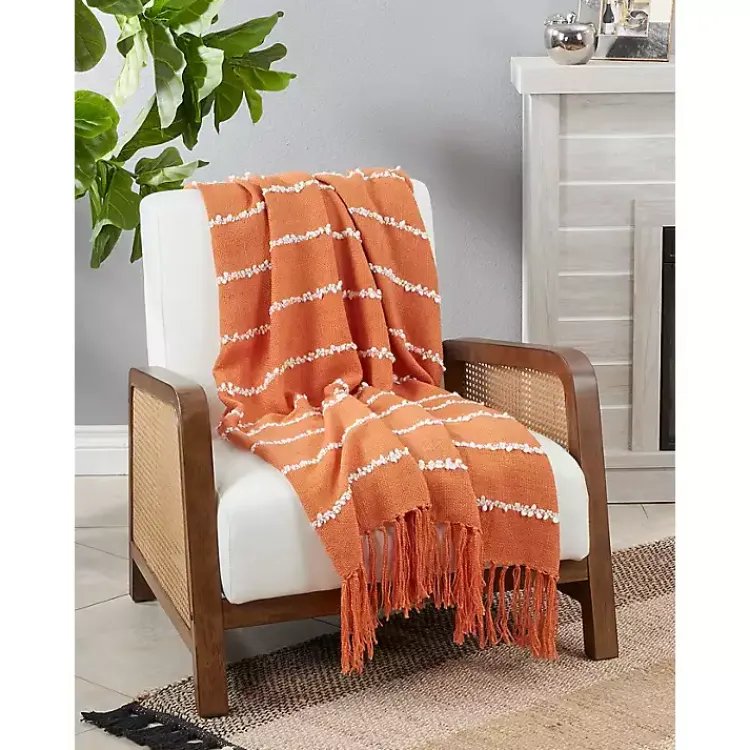 Hot White Striped Fringe Throw Blanket Blankets & Throws