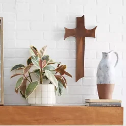Kirklands Home Wall Plaques|Organic Shape Cross Wall Plaque, 20 in. Brown