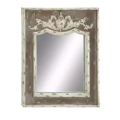 Kirklands Home Decorative Mirrors|Ornate Antique White Wood Wall Mirror