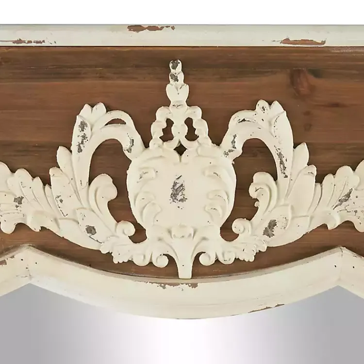 Kirklands Home Decorative Mirrors|Ornate Antique White Wood Wall Mirror