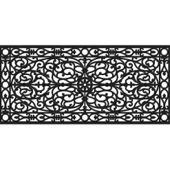 Kirklands Home Doormats|Ornate Art Deco Rubber Doormat, 48x22 in. Black