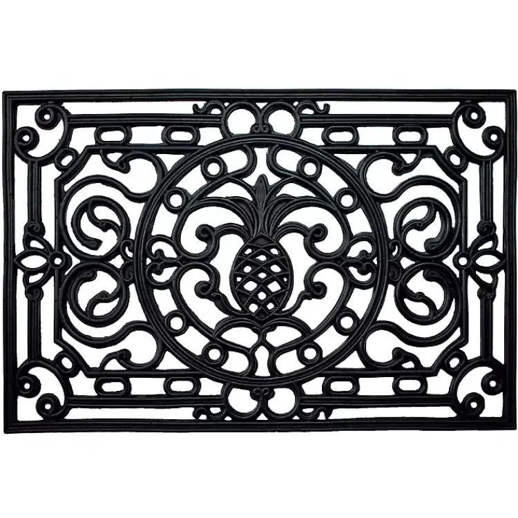 Kirklands Home Doormats|Ornate Penelope Durable Rubber Doormat, 30x18 in. Black