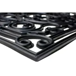 Kirklands Home Doormats|Ornate Penelope Durable Rubber Doormat, 30x18 in. Black