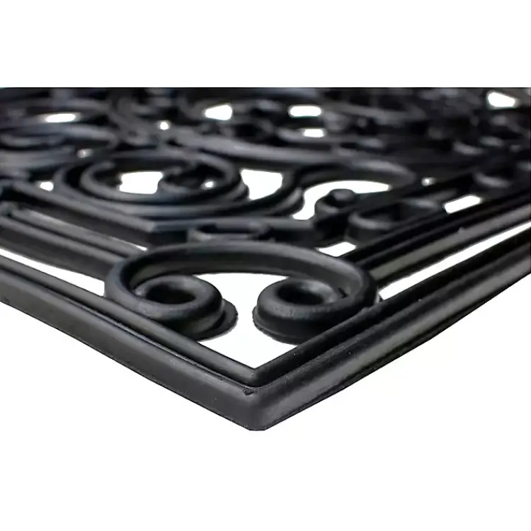 Kirklands Home Doormats|Ornate Penelope Durable Rubber Doormat, 30x18 in. Black