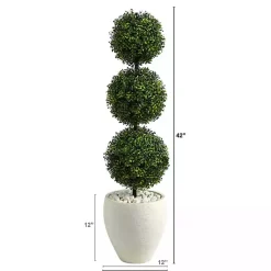 Online Outdoor Ball Boxwood Topiary in White Planter Trees & Topiaries