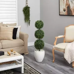 Online Outdoor Ball Boxwood Topiary in White Planter Trees & Topiaries