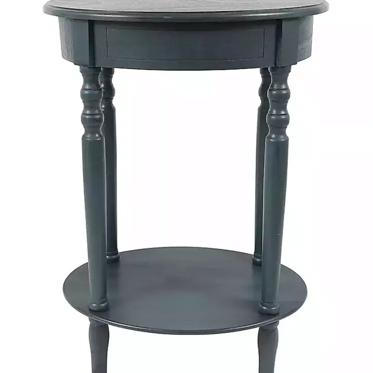 Kirklands Home Accent & End Tables|Oval Antique Navy Accent Table Blue