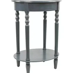 Kirklands Home Accent & End Tables|Oval Antique Navy Accent Table Blue