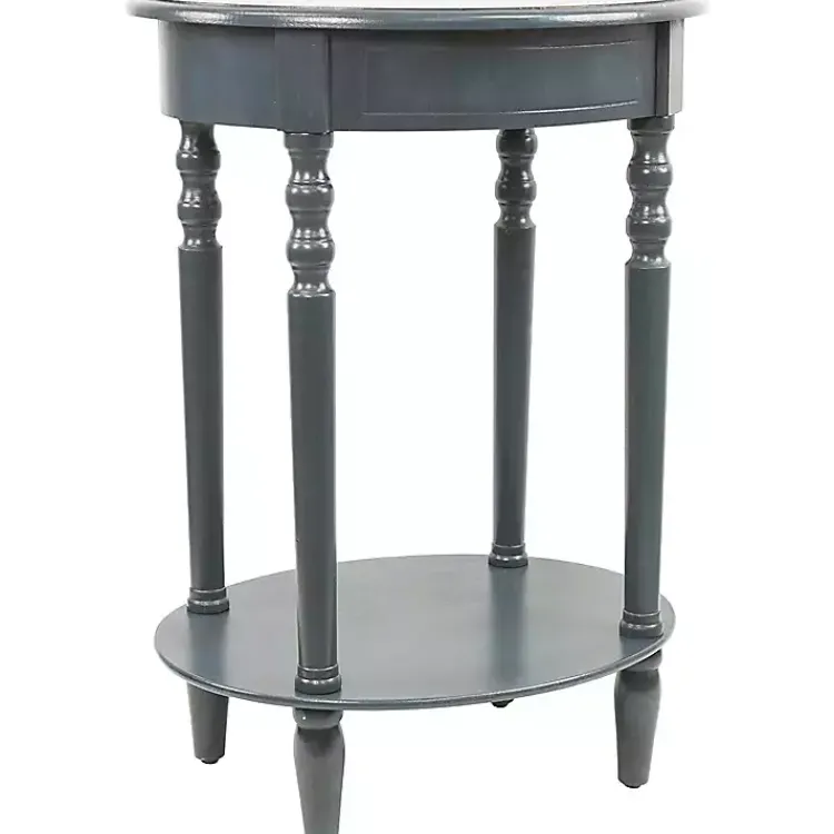 Kirklands Home Accent & End Tables|Oval Antique Navy Accent Table Blue
