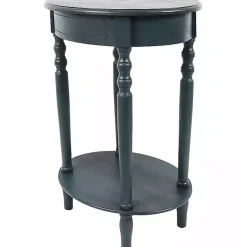 Kirklands Home Accent & End Tables|Oval Antique Navy Accent Table Blue